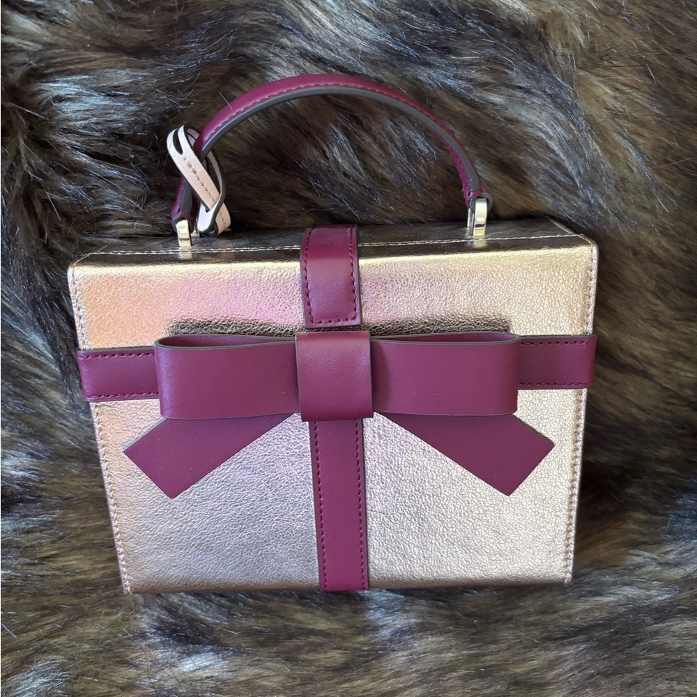 Kate Spade Gold and Burgundy leather “Gift” Bag